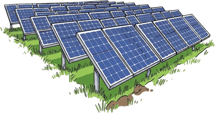 Illustration of a solar farm